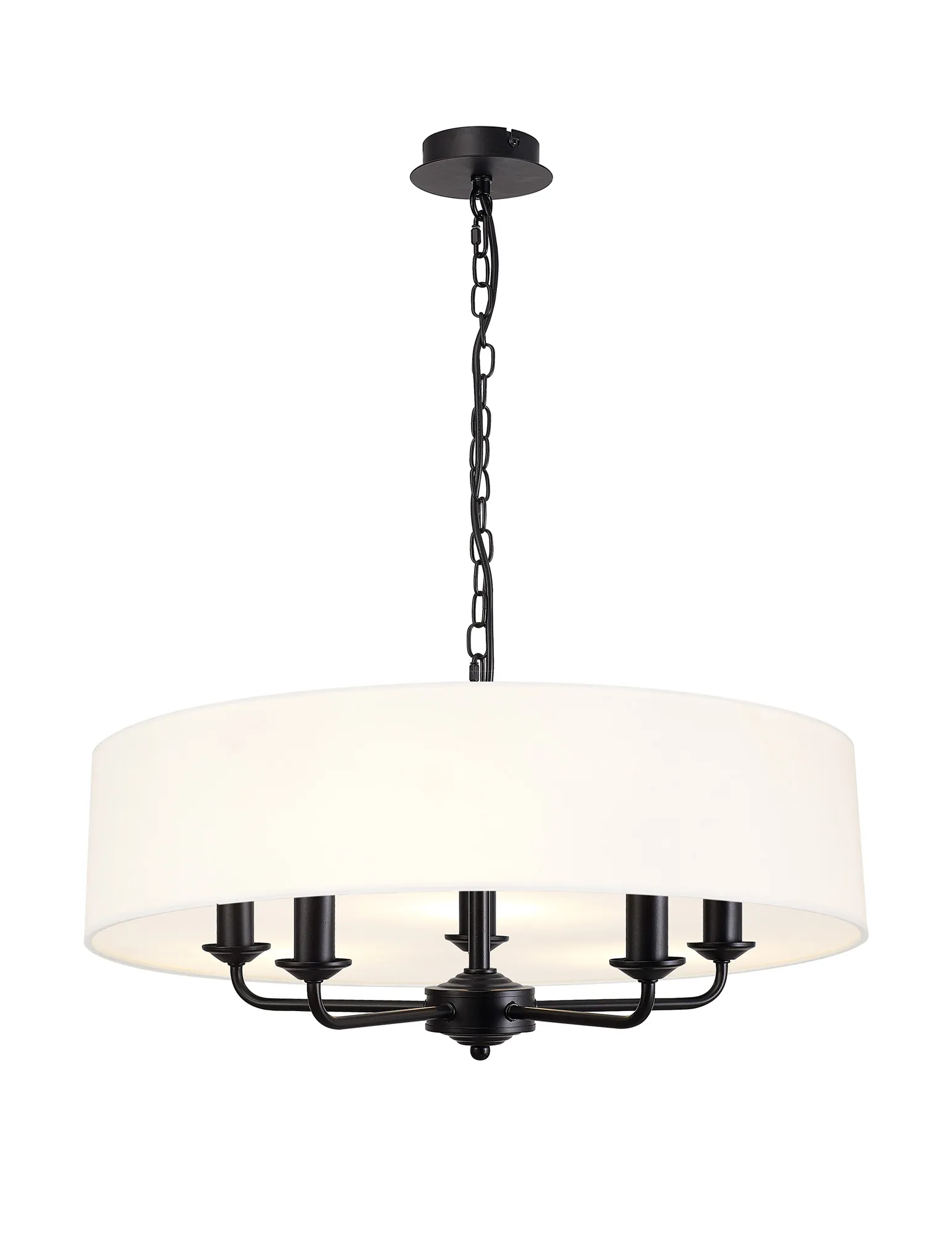 Banyan 60cm 5 Light Pendant Matt Black; White